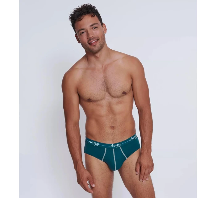 Pánské slipy men Start Midi C2P box - UNKNOWN - modrozelené V017 - SLOGGI