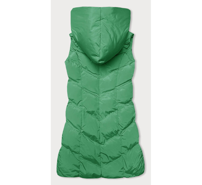 Zelená dámská vesta se stojáčkem a kapucí (23-011)