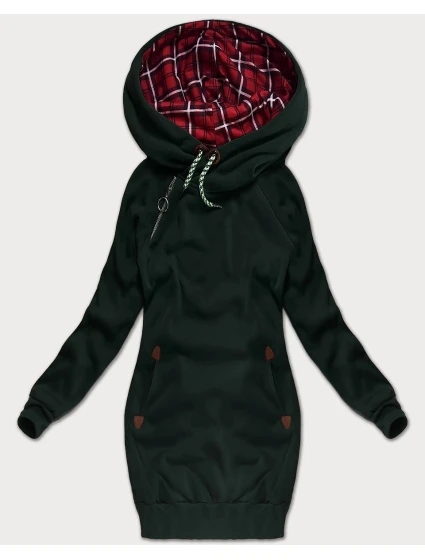 Tmavě zelená dlouhá dámská mikina (AMG-738/1)