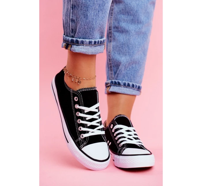 Dámské Klasické Tenisky Černé S Bílou Podešví Omerta Dámské Klasické Tenisky Černé S Bílou Podešví Omerta