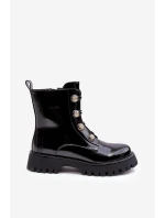 Dámské zateplené boty s ozdobnými knoflíky D&A MR870-51 Černé