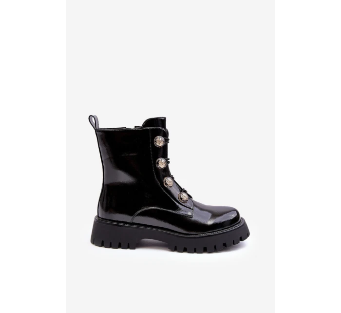 Dámské zateplené boty s ozdobnými knoflíky D&A MR870-51 Černé