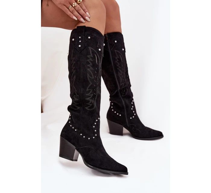 Dámské Kůže  Na Podpatku Černé model 21715063 - Boto