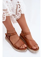 Kožené dámské sandály na platformě model 22208644 Camel - Maciejka Kožené dámské sandály na platformě model 22208644 Camel - Maciejka