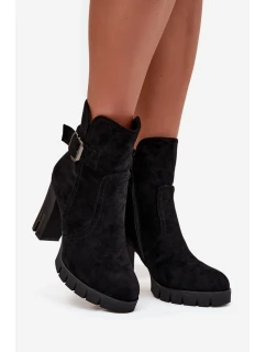 Dámské ocieplené botky na podpatku Selisse – černé