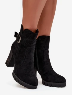 Dámské ocieplené botky na podpatku Selisse – černé