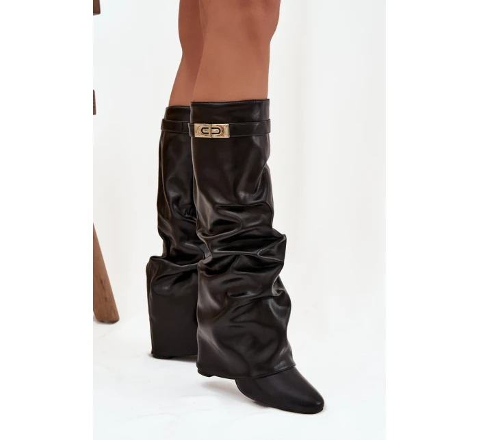 Dámské kotníkové boty Glorine na sloupkovém podpatku – černé