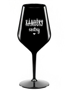 KÁMOŠKY - SESTRY - černá nerozbitná sklenice na víno 470 ml