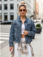 Dámská krátká džínová bunda klasického střihu modrá FashionStreet TY5632