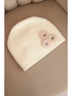 Dámská čepice s ozdobnými model 21474869 květinami elegantní ecru - K-Fashion