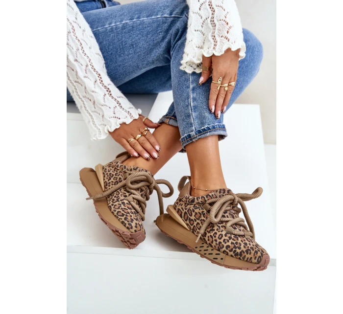 Dámské Zamszové Tenisky Na Platformě S Tlustým Šněrováním Panthera Artiker 55C0135 Hnědé