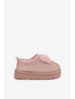 Dětské sněhule s výšivkou a mašlí Růžové Daven