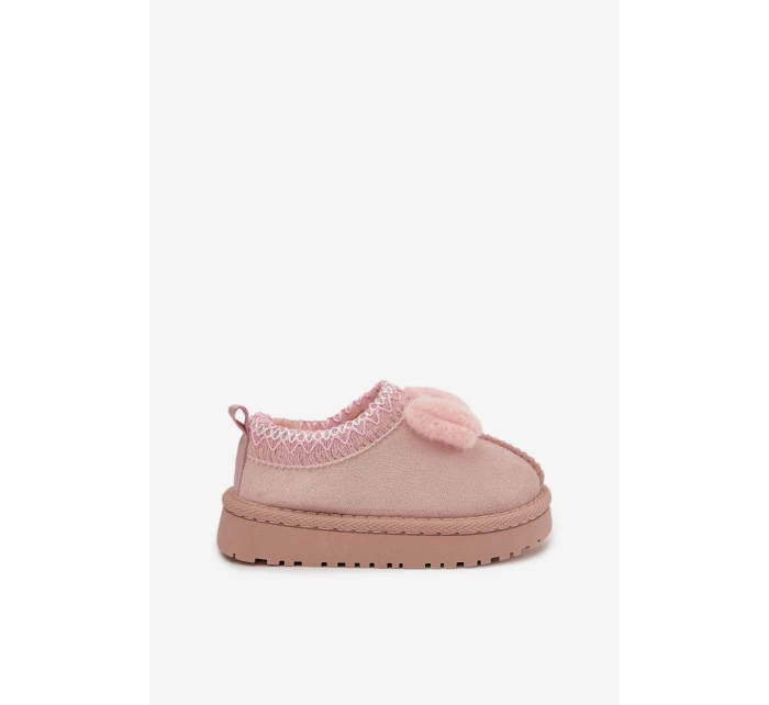 Dětské sněhule s výšivkou a mašlí Růžové Daven