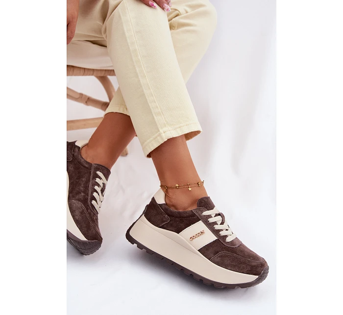 Dámské tenisky na platformě z přírodní semiše čokoládové Rosinae Dámské tenisky na platformě z přírodní semiše čokoládové Rosinae