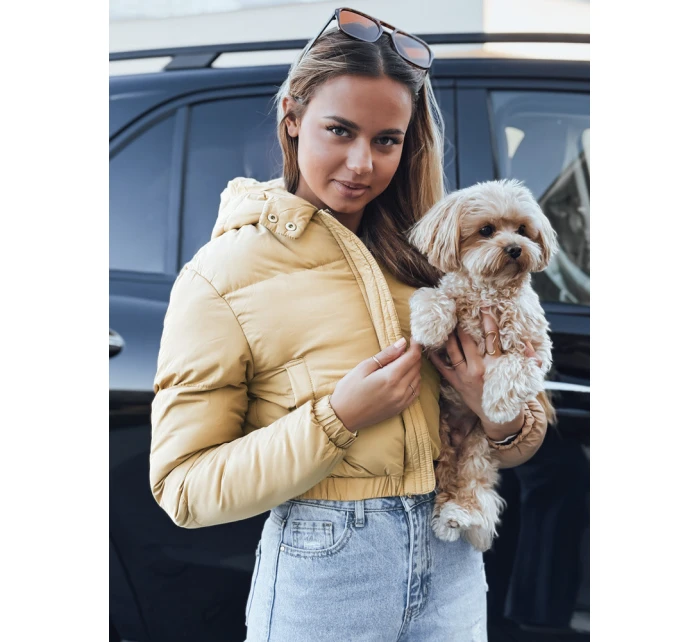Dámská krátká zimní bunda s kapucí žlutá FashionStreet TY5360