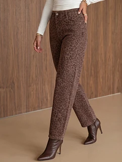 Dámské džíny s balónovým střihem s hnědým leopardím vzorem FashionStreet UY3177