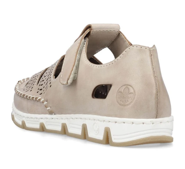 Rieker W RKR651 béžové kožené polobotky s háčkem a smyčkou