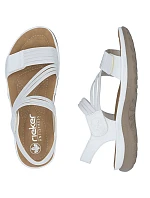 Pohodlné dámské sandály na suchý zip s gumičkami bílé Rieker 64870-81