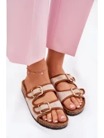 Materiálové dámské pantofle na korkové platformě s přezkami Camel Osoffe