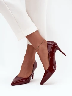 Lakované ekokůže dámské lodičky s  bordó model 21711357 - Boto