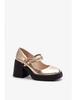 Lodičky na podpatku N381 zlaté - Step in style