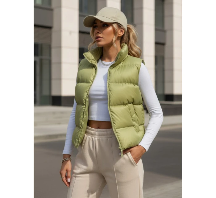 Dámská prošívaná vesta WILLOW pistáciová FashionStreet TY3797