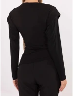Elegantní černá halenka s vycpávkami (21898)