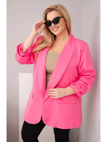 Dámské sako Plus Size elegantní růžová Dámské sako Plus Size elegantní růžová