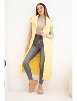 Dámská prošívaná dlouhá vesta s kapsami a stojáčkem žlutá