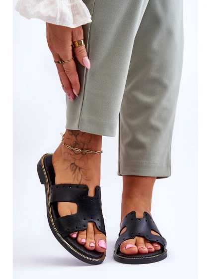 Zazoo 40326 Dámské Žabky S Ozdobnými Výstřihy Černé