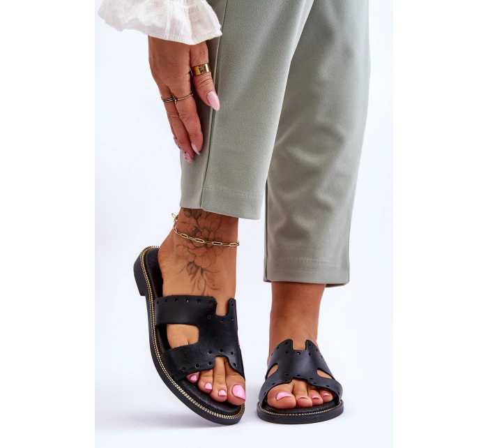 Zazoo 40326 Dámské Žabky S Ozdobnými Výstřihy Černé