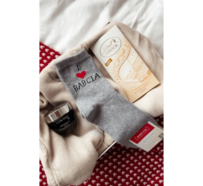 Dámské ponožky S Nápisem I Love Babcia Šedé