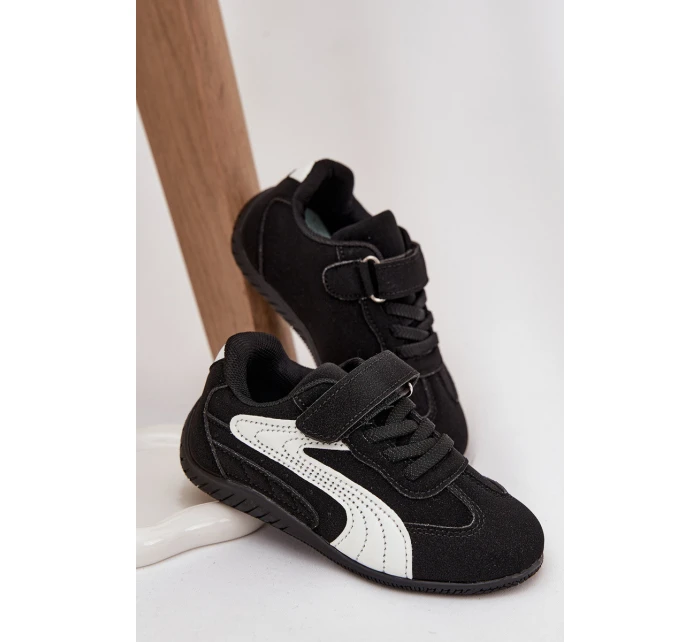 Dětské sportovní boty na suchý zip Perrin – černo-bílé