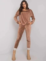 Dámská dvoudílná velurová souprava 7206.26X hnědá - RUE PARIS