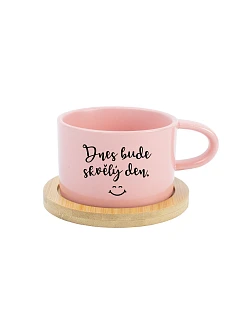 DNES BUDE SKVĚLÝ DEN - růžový hrníček makronka 200 ml