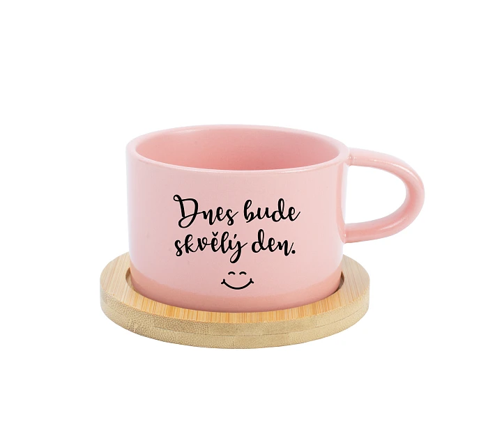 DNES BUDE SKVĚLÝ DEN - růžový hrníček makronka 200 ml DNES BUDE SKVĚLÝ DEN - růžový hrníček makronka 200 ml