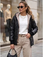 Dámská prošívaná přechodová bunda s kapucí, černá, FashionStreet TY5786 Dámská prošívaná přechodová bunda s kapucí, černá, FashionStreet TY5786