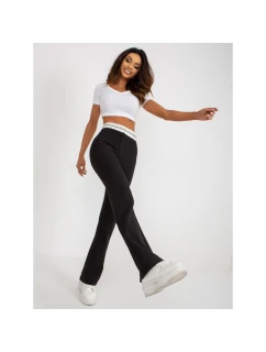 Černé látkové kalhoty do zvonu bez kapes (DHJ-SP-6971.33P)