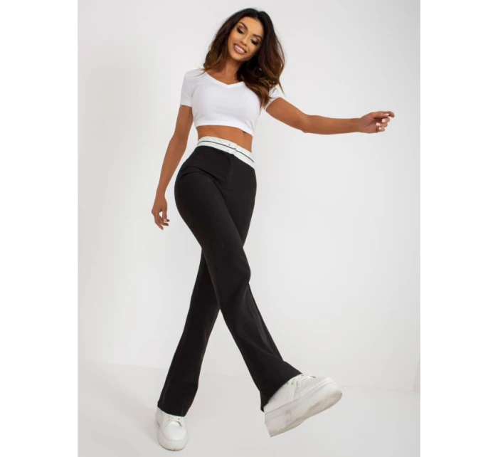 Černé látkové kalhoty do zvonu bez kapes (DHJ-SP-6971.33P) Černé látkové kalhoty do zvonu bez kapes (DHJ-SP-6971.33P)