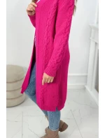 Svetr Cardigan kostkovaný kostkovaný fuchsiový Svetr Cardigan kostkovaný kostkovaný fuchsiový