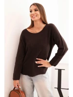Dámský svetr z viskózy s dlouhým rukávem a kulatým výstřihem hnědý Dámský svetr z viskózy s dlouhým rukávem a kulatým výstřihem hnědý