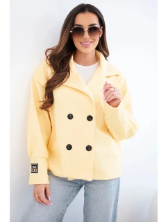 Dámská krátká model 22036097 bunda s límcem žlutá - K-Fashion