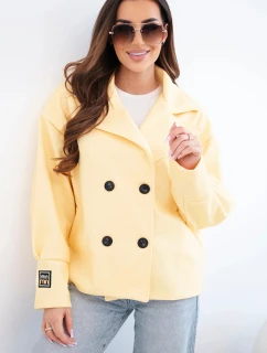 Dámská krátká model 22036097 bunda s límcem žlutá - K-Fashion