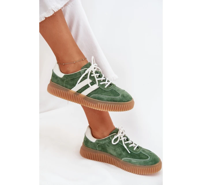 Dámské Velurové Tenisky Na Platformě Zelené model 21703435 - Boto Dámské Velurové Tenisky Na Platformě Zelené model 21703435 - Boto