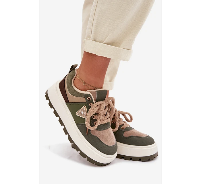 Zateplené dámské tenisky na platformě Zelená Florinda