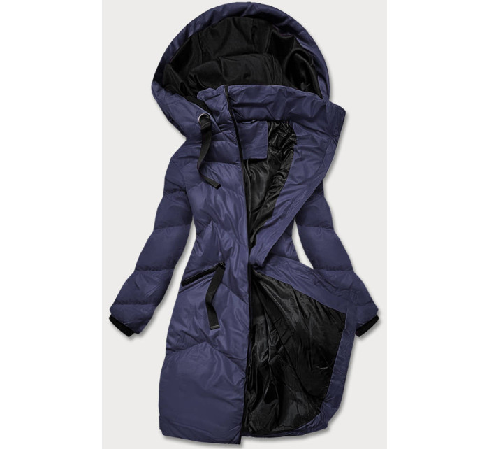 Tmavě modrá dámská zimní bunda s kapucí (5M733-215)