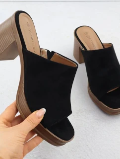 Dámské semišové žabky na jehlách černé model 22015553 - Potocki