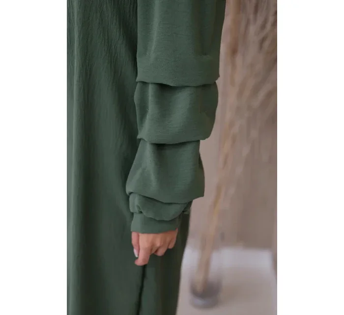 Španělské šaty s ozdobnými rukávy khaki Španělské šaty s ozdobnými rukávy khaki