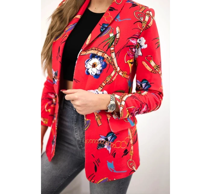 Bavlněná bunda s barevným potiskem malina