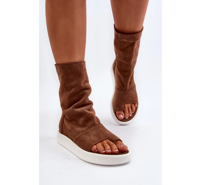 Hnědé Dámské Sandály Zamszové Svrchní Částí Zazoo 3441